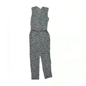 Diane Von Furstenberg Sleeveless JUMPSUIT Silk SIZE 4 BLACK White
